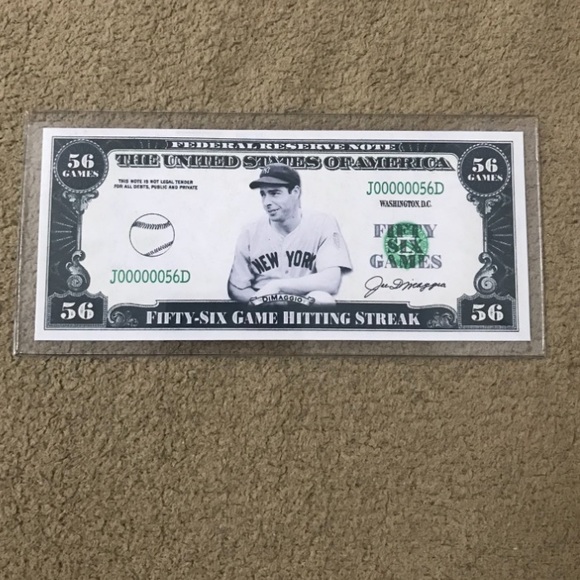 NEW!💯 LEGENDARY JOE DIMAGGIO VINTAGE MLB⚾NOVELTY NOTE w/NEW! PROTECTIVE PLASTIC - Picture 1 of 7